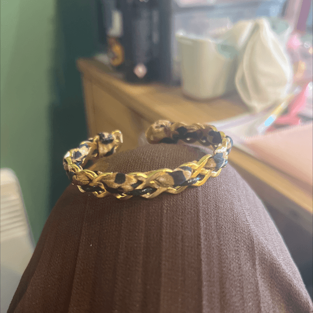 Lot collier + jonc soleil léopard   