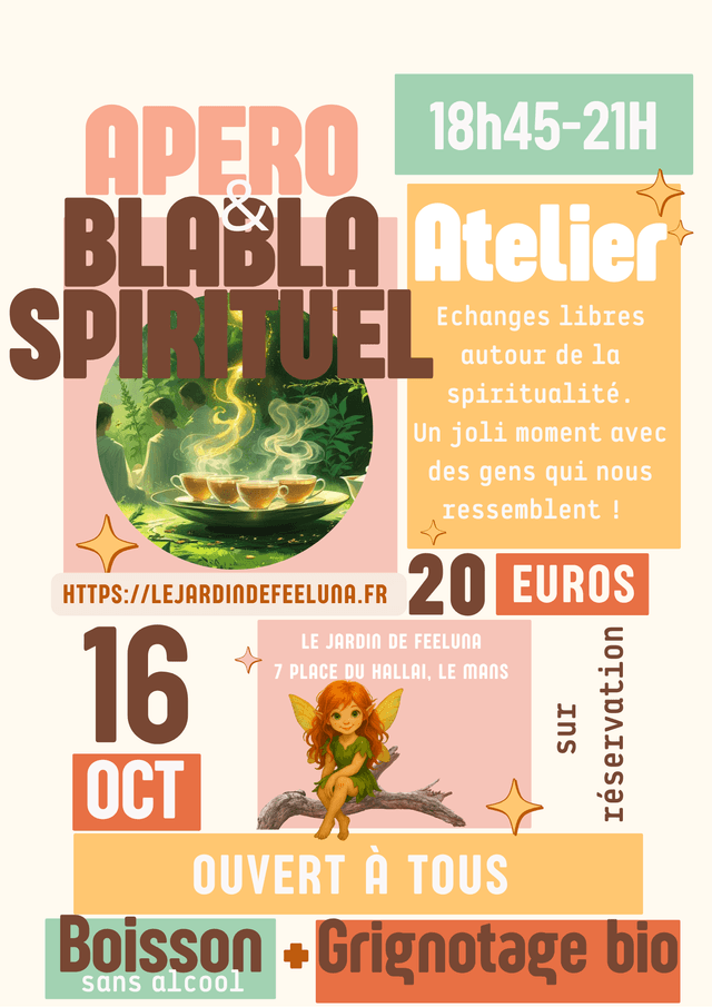 Jeudi 16 Octobre 18h45-21h Apéro & blabla spirituel