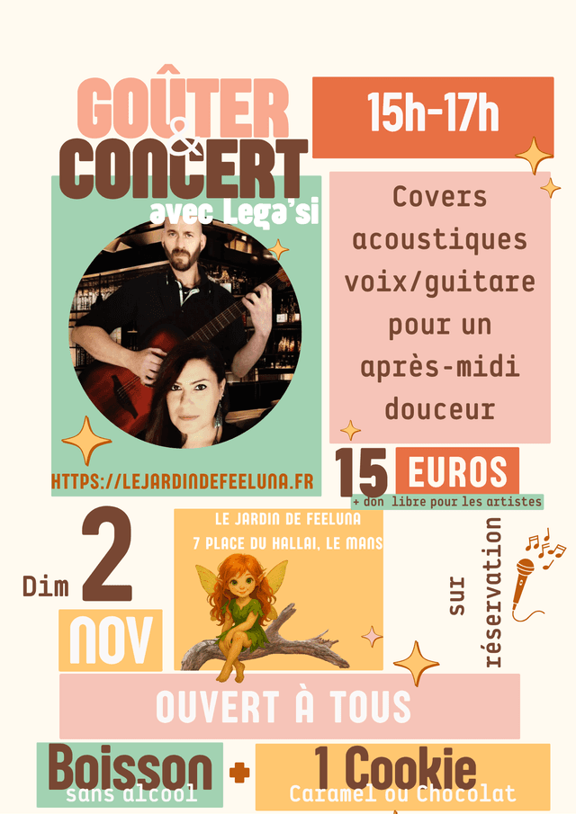 Dimanche 2 Novembre 15h-17h Goûter-Concert acoustique avec Lega&#039;si