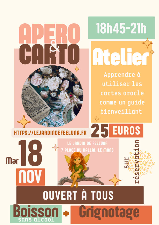 Mardi 18 Novembre 18h45-21h Apéro&amp;Carto avec Elodie, gérante et carto-thérapeute